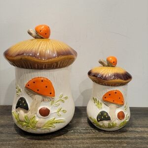 Vintage Merry Mushroom Canister Set 2pc